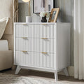 T4TREAM Fluted 3 Drawers Nightstand, Oversized Extra Large Modern Side Table by T4TREAMFurniture