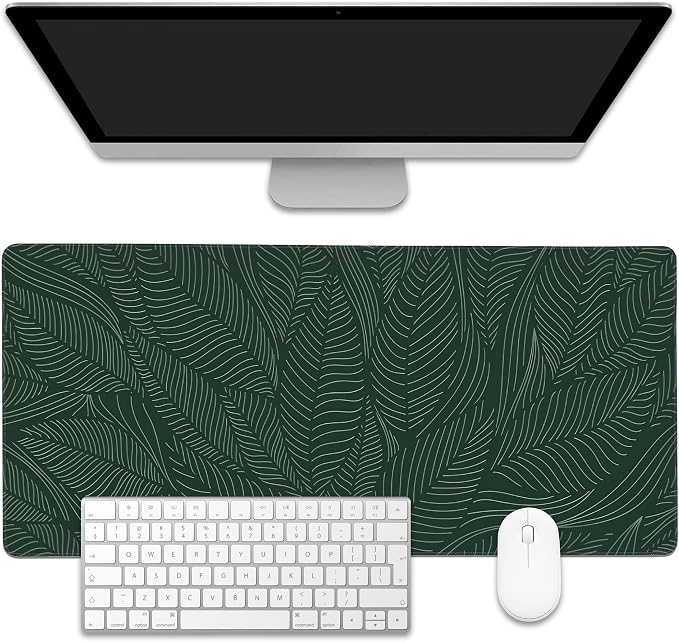 Golden Tropical Leaf Large Gaming Mouse Pad, Waterproof Desk Mat by EOBKLAX