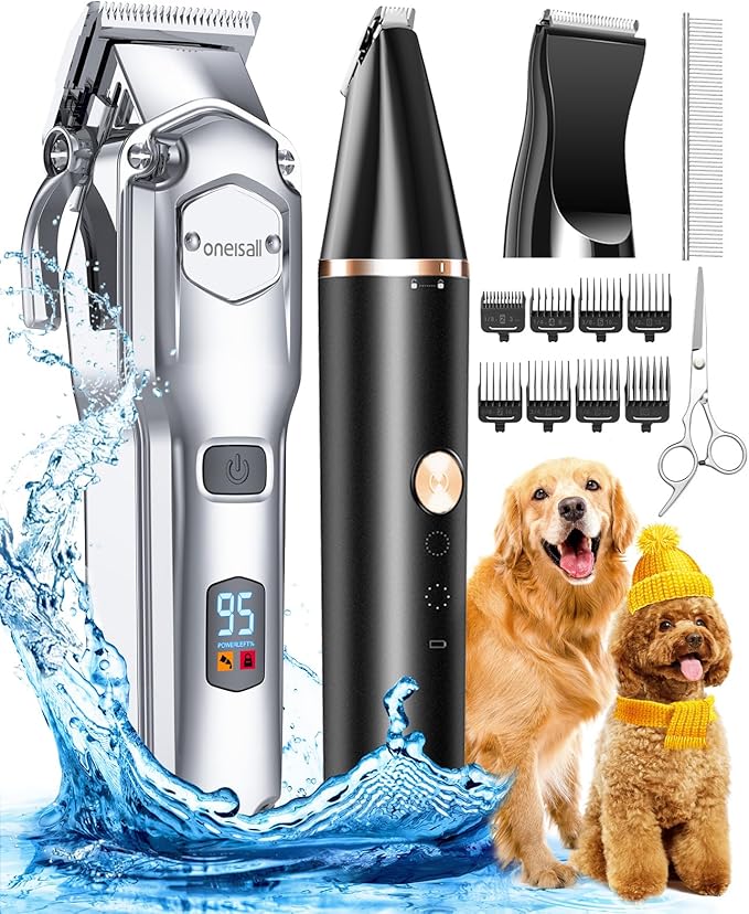 oneisall Dog Grooming Kit for Heavy Thick Hair&Coats/Low Noise Rechargeable by oneisall