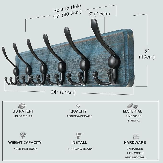 Dseap Coat Rack Wall Mounted - Image 6