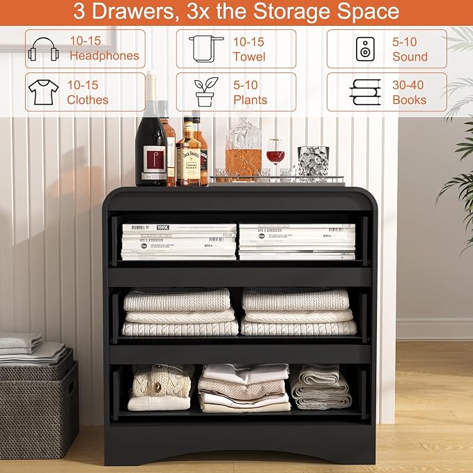 3 Drawer Dressers for Bedroom, Large Modern Dressers - Image 3