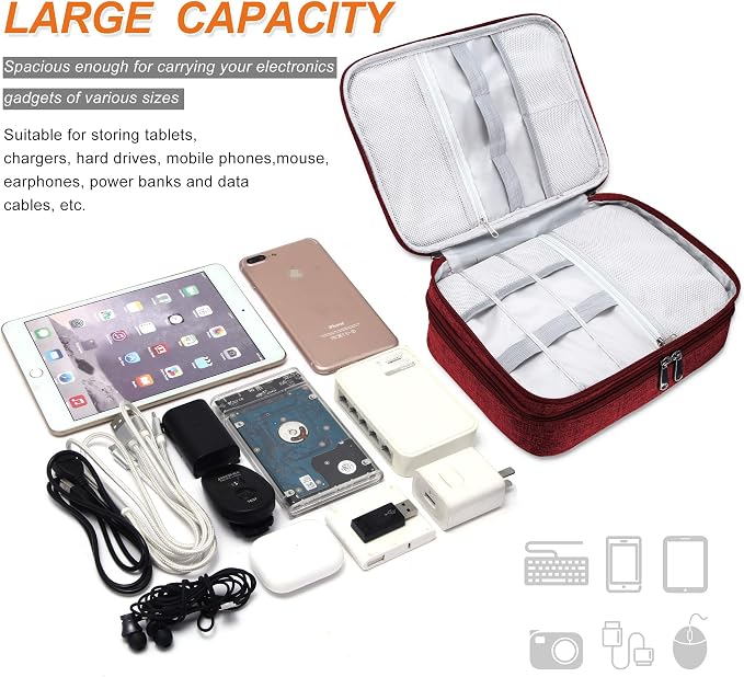 SELLYFELLY Electronic Bag Travel Cable Accessories Bag Waterproof Double Layer - Image 4