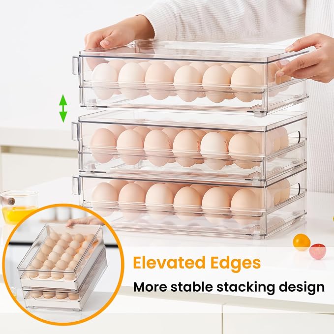 vacane 24 Egg Drawer for Fridge, Pull Out Egg Storage Container - Image 3
