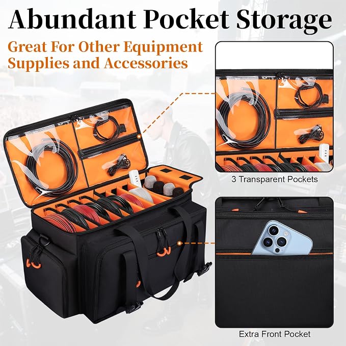Large Dj Cable Bag with Laptop and Microphone Pocket, Dj Bag - Image 4