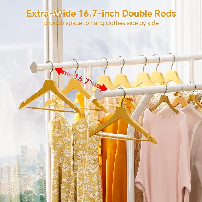 Homeiju Heavy Duty Clothes Rack Load 500LBS, Three Rods Clothing Racks - Image 7