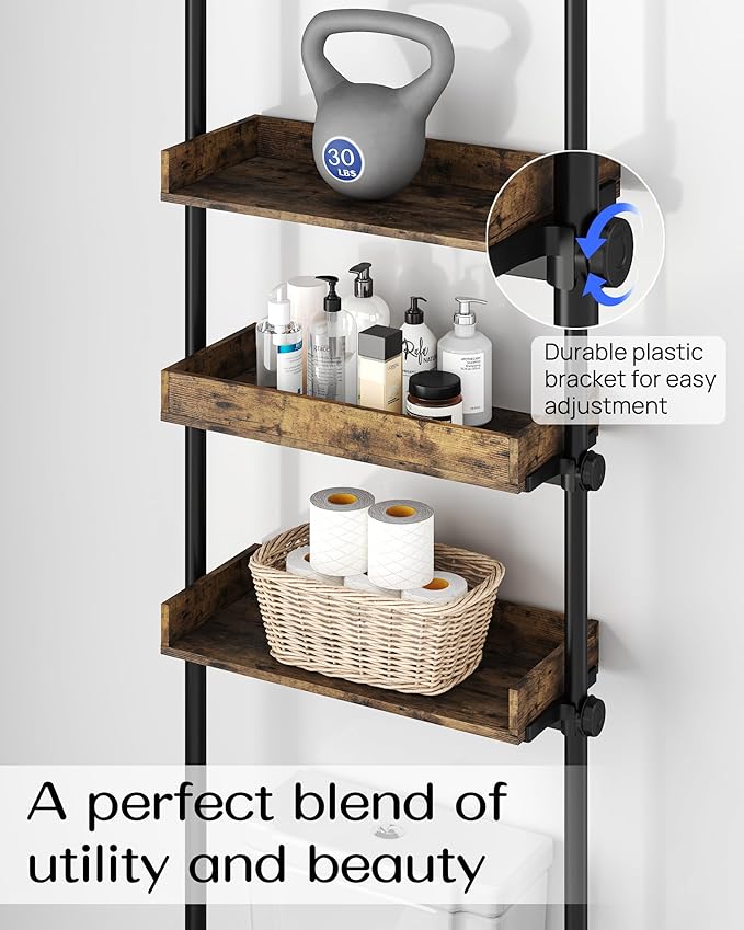 ALLZONE Bathroom Organizer, Over The Toilet Storage, 4-Tier Adjustable Wood - Image 4