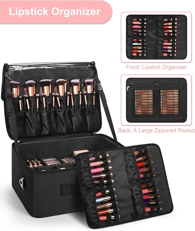 Relavel Extra Large Makeup Case Professional Cosmetic Storage Organizer Box - Image 4