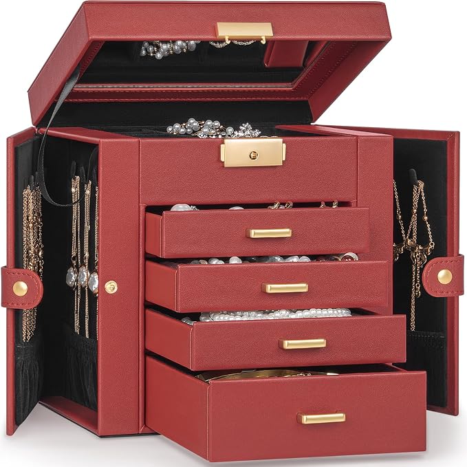 TORIBIO Jewelry Box for Women, Leather Jewelry Organizer by TORIBIO