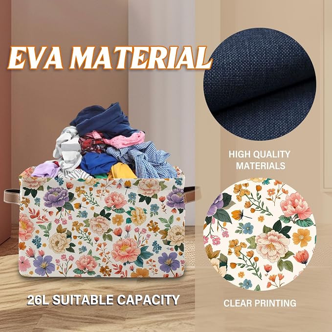 Rectangle Flower Storage Basket, Collapsible Storage Box Bin - Image 3