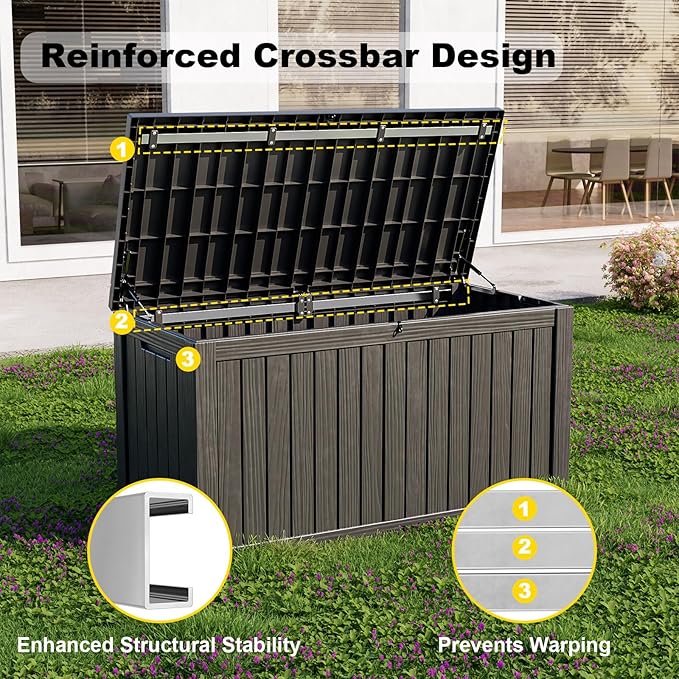 150 GallonOutdoor Storage Box, Resin Deck Boxes Waterproof, IndoorOutdoor Bin - Image 4