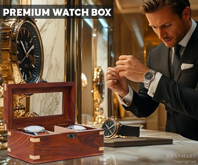 Wooden Watch Box for Men & Women, Watch Organizer & Display Case, Premium - Image 2