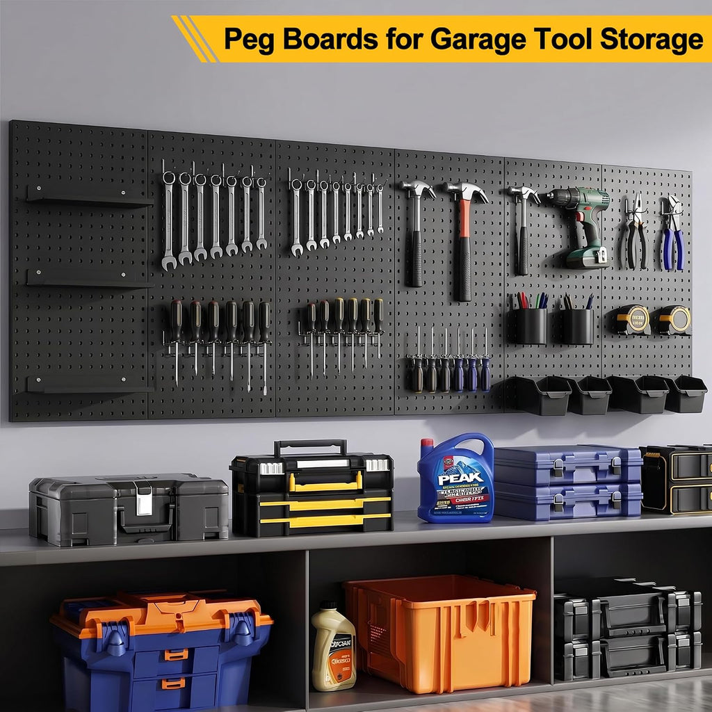 10 Pcs Metal Pegboard Panels, 16"x12" Heavy Duty Peg Boards for Garage