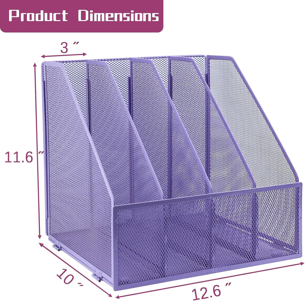 Desk Organizers, Metal Magazine File Holder with 4 Vertical