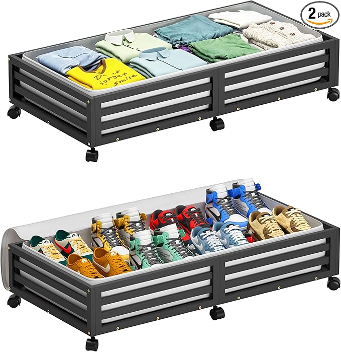 Wisuce Bamboo Under Bed Storage Containers- Underbed Organizer by Wisuce