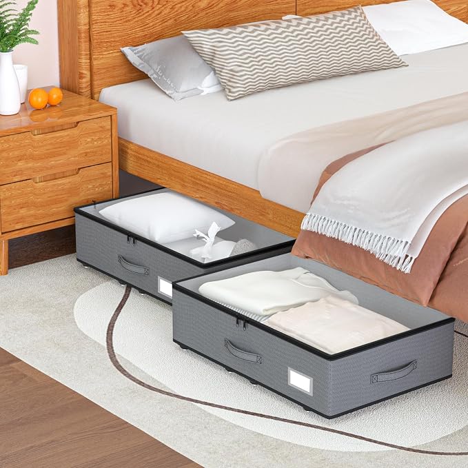 Under Bed Storage with Wheels, No Assemble Required 7.5 inches height Under Bed - Image 5