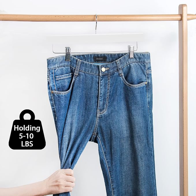 Nature Smile Deluxe Wooden Pants Hangers, Solid Lotus Wood, - Image 5