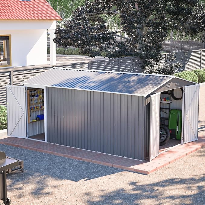 14x10 FT Outdoor Metal Storage Shed by Mulinsonfly