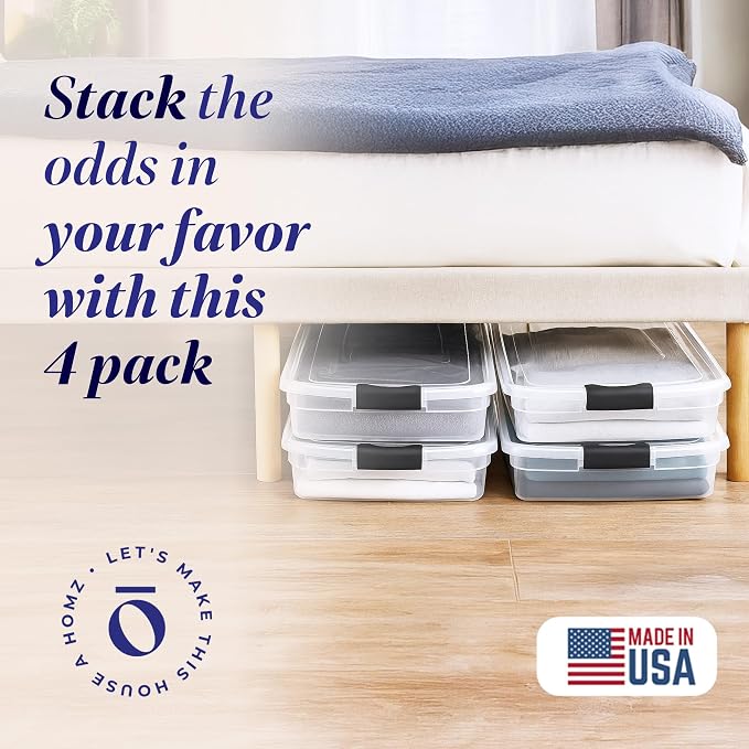 HOMZ 4-Pack Under Bed Storage, 60 Quart, and Towels - Image 2