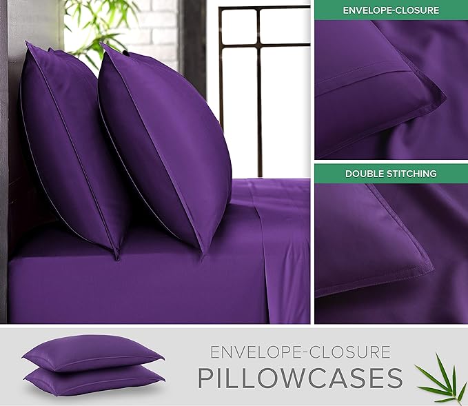 Queen Pillowcases by Pure Bamboo, Genuine 100% Organic Viscose Derived from - Image 2
