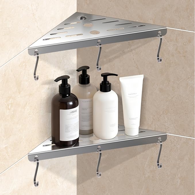 Shower Corner Shelf 304 Stainless Steel Shower Caddy 2 Tier Shower Organizer by Unknown
