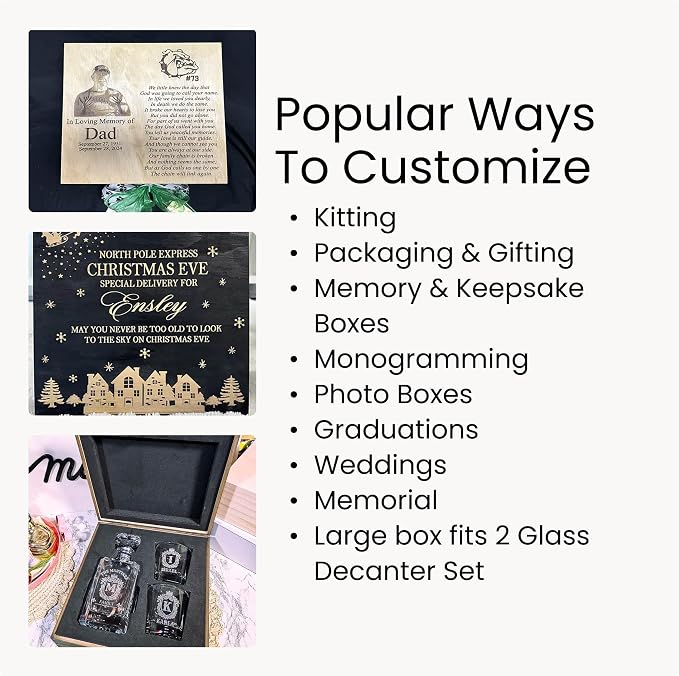 makerflo Large Black Pine Wood Memory Box - Image 9