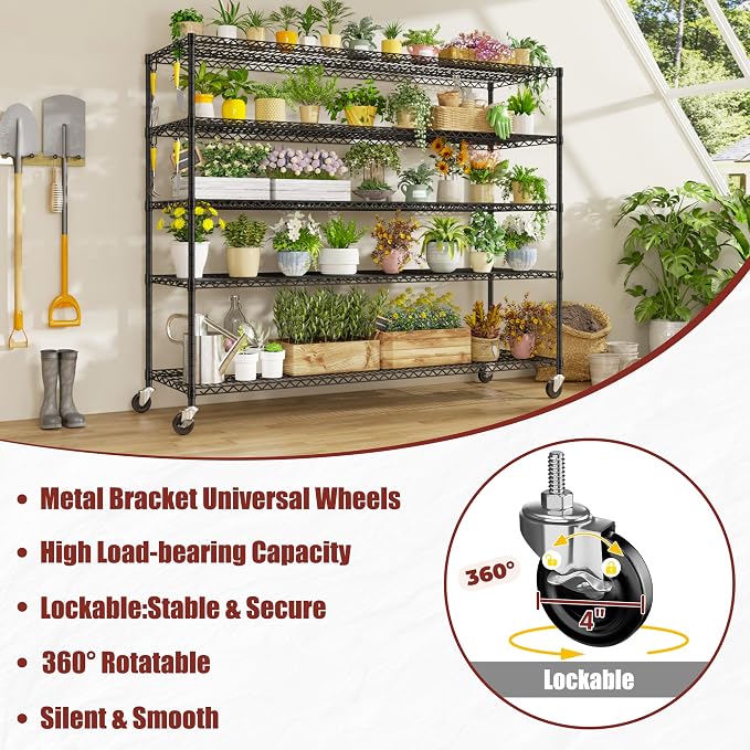 PrimeZone 5 Tier 80.7" Hx55.5 Wx24 D Wire Shelving - Image 7