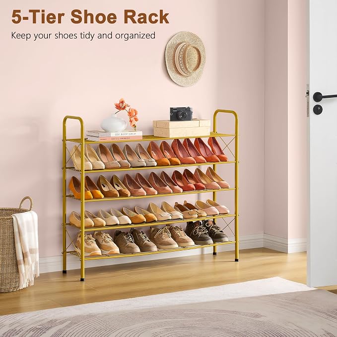 Hoctieon 5 Tier Shoe Rack for Closet, Durable Mesh Style Shoe Rack, Entryway - Image 4