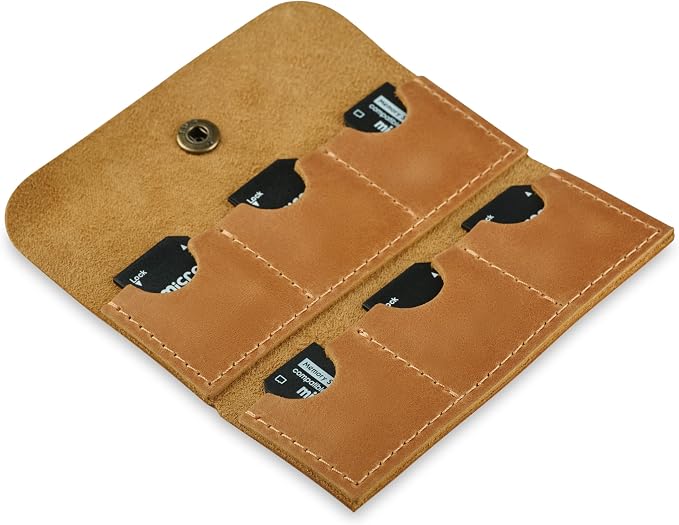 Leather SD/Micro SD Card Holder & Organizer, Storage Case, Travel Memory Card - Image 2