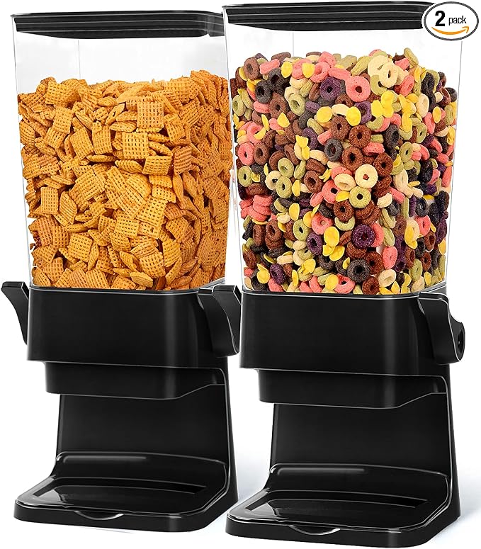 Cereal Dispenser Countertop 2pcs, 5.5L Cereal Containers Storage Dispenser by QNP