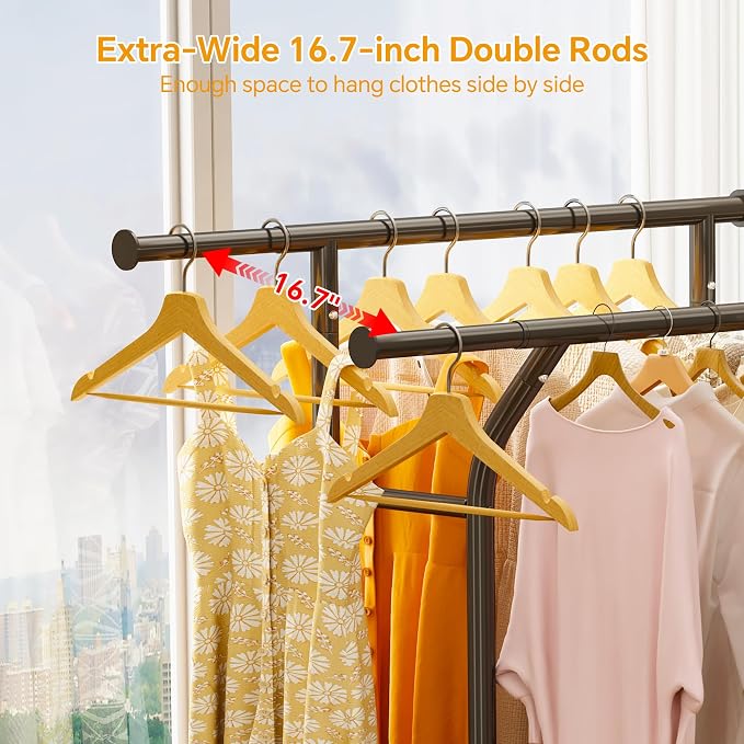 Homeiju Heavy Duty Clothes Rack Load 500LBS, Three Rods Clothing Racks - Image 9
