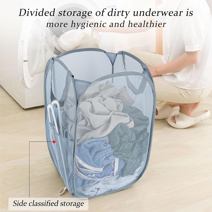 Upgraded 100L Extra Large Collapsible Laundry Hampers. Pop Up Laundry Basket - Image 7