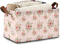 Vintage Pink Rose Storage Baskets, Foldable Large Capacity Organizer Bins by Unknown