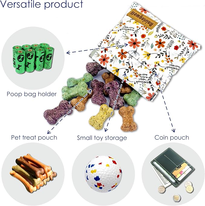 Dog Treat Pouch, Small Cotton Pocket Sized Training Holder, Hand Free Walking - Image 4