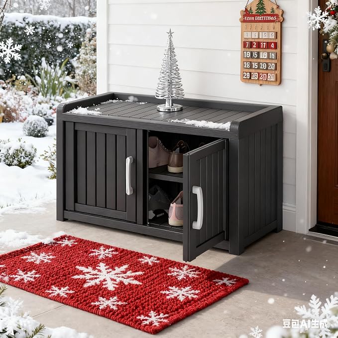 KAMABOKO Outdoor Shoe Storage Cabinet, Waterproof UV-Resistant Entryway Storage - Image 6