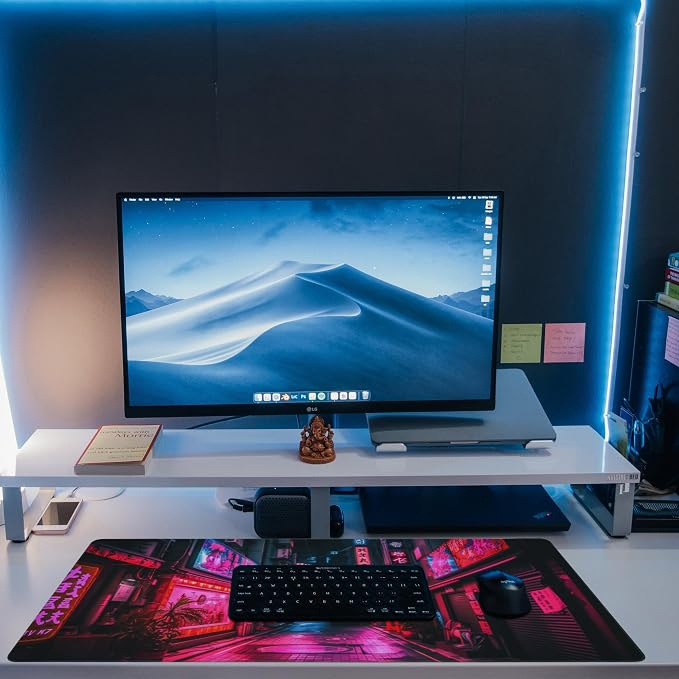 Desk Mat, Japanese Anime Neon Street Desk Pad, Anime City Large Gaming Mouse Pad - Image 6