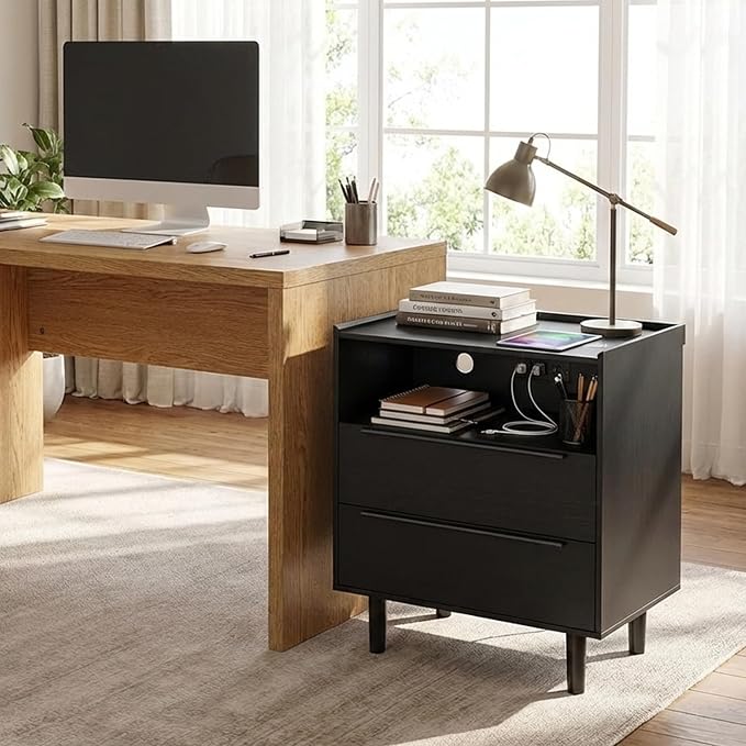 Set of 2 Modern Black Nightstands - Image 7