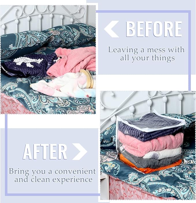 6 Packs Clear Zippered Storage Bags Sweater Moth Bags Plastic Storage - Image 5