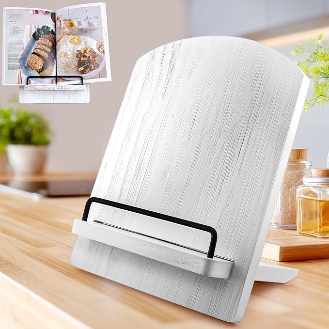 Wood Cookbook Stand Cookbook Holder: Kitchen Adjustable Cookbook Holder Recipe by JUNSHUO