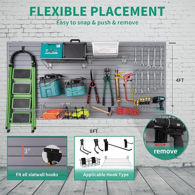 Slat Wall Paneling Garage Slat Wall Storage Systems, Slatwall Panels 4x2 ft PVC - Image 7