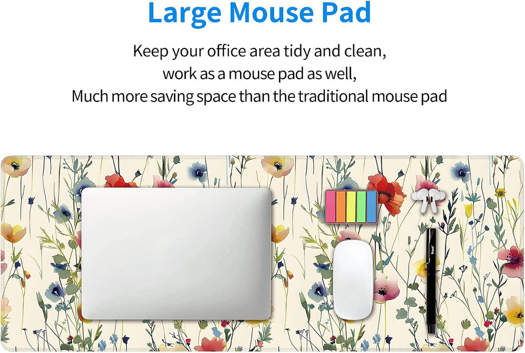 Wild Flowers Large Mouse Pad,Gaming Keyboard Desk Pad,Extended Mouse