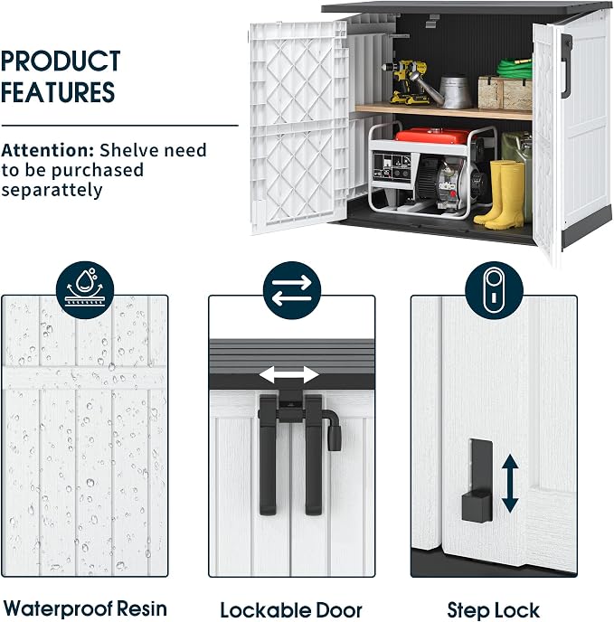 Horizontal Storage Shed, Outdoor Resin Storage Shed 36 Cu. Ft. Garden Extra - Image 5