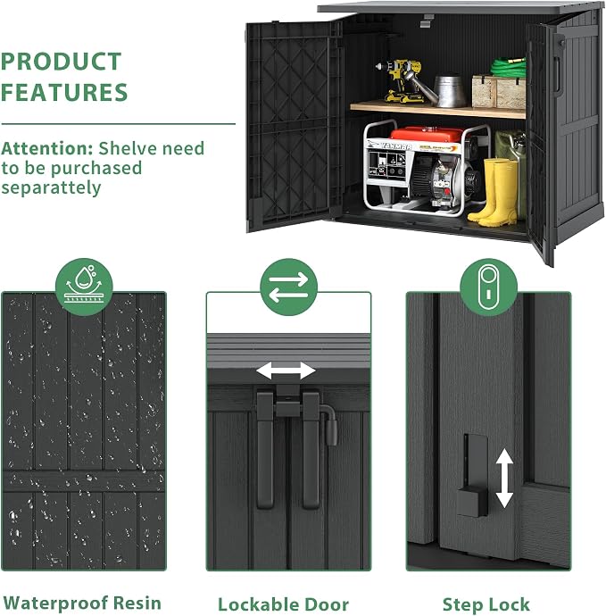 36 Cu Ft Resin Outdoor Storage Shed, Weatherproof Horizontal Outdoor Storage - Image 4