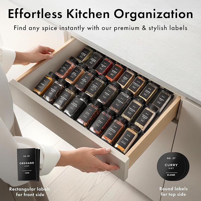 Glass Spice Jars with Label and Stainless Steel Lids Spice Containers with 240 - Image 3