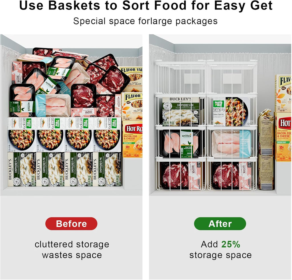 Chest Freezer Organizer Baskets With Tag, Stackable Freezer Organizer