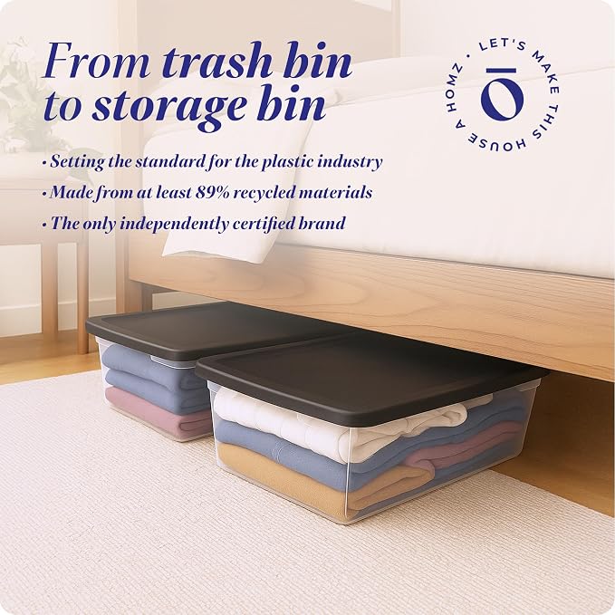 HOMZ 2-Pack Snaplock, Large Clear Plastic Storage Organizer Bins w/Lids - Image 7