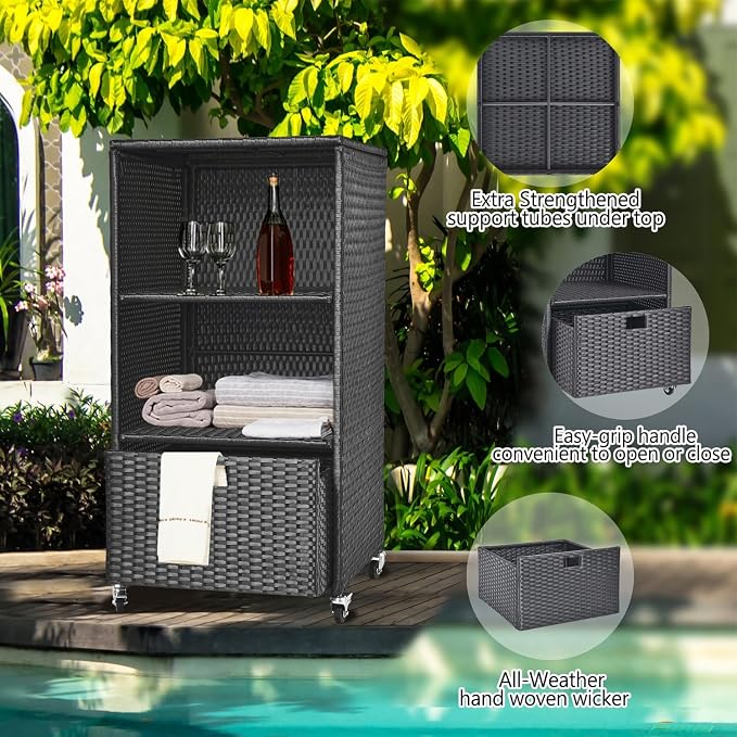 Outdoor Towel Rack for Pool Outdoor Pool Towel Storage Cabinet - Image 8
