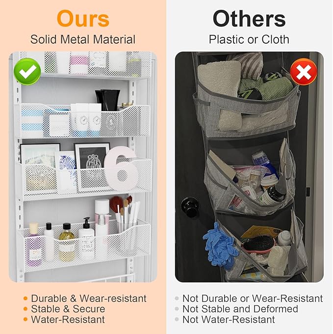 Over the Door Organizer, 2 in 1 Metal Hanging Closet Organizer & Hat Rack - Image 6
