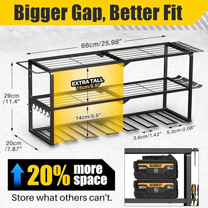 26''W Power Tool Organizer Wall Mount | 200lbs Garage Storage Rack - Image 3