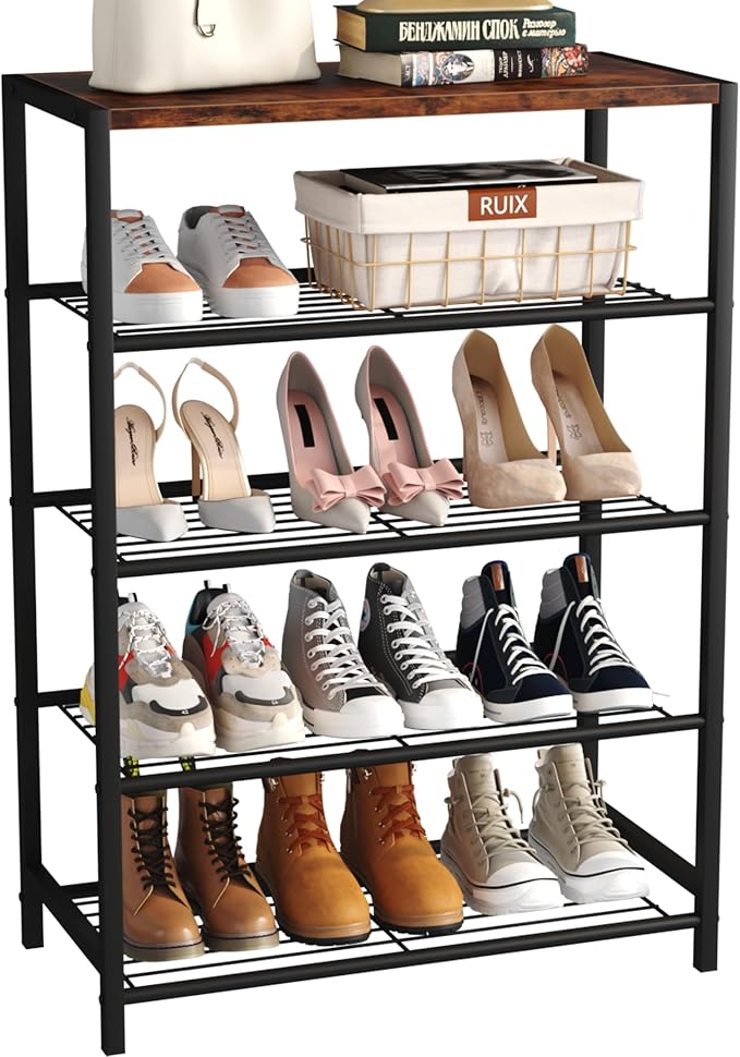 Yusong Shoe Rack Organizer, 5 Tier Industrial Shoe Storage Shelf, Narrow Sturdy by Yusong
