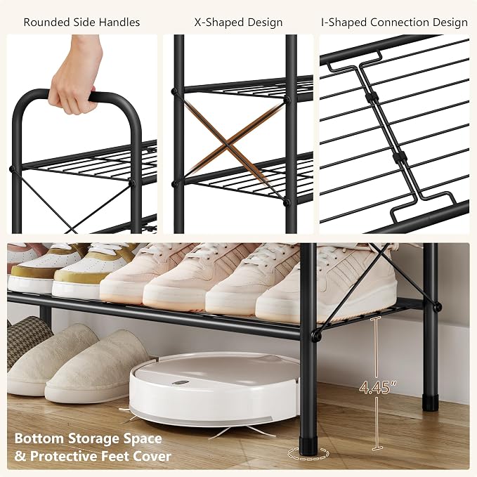 Hoctieon 8 Tier Shoe Rack for Closet, Durable Mesh Style Shoe Rack, Entryway - Image 7